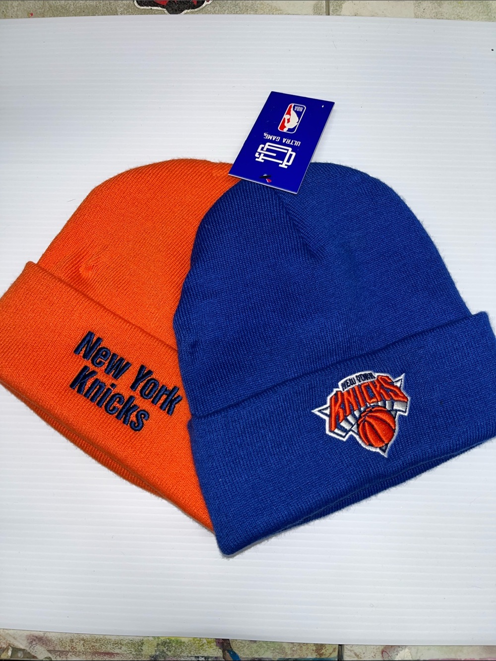 NBA New York Knicks Orange & Blue Beanie Hat Set
